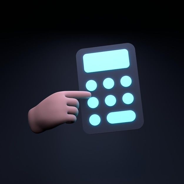 Ilustración de procesamiento 3d de icono de calculadora