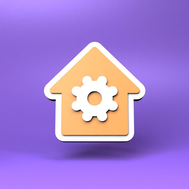 Ilustración de procesamiento 3d de icono de engranaje de inicio