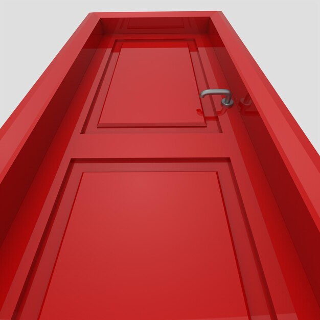 Ilustración de puerta interior de madera roja conjunto diferente abierto cerrado fondo blanco aislado