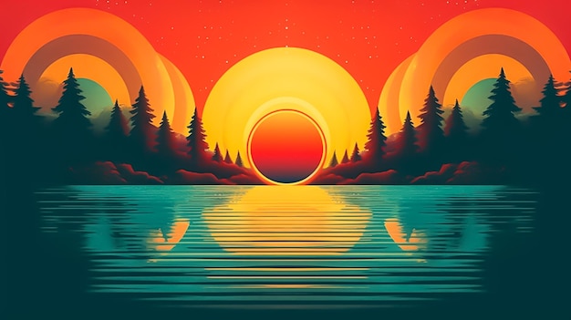 Ilustración de puesta de sol generada por Ai