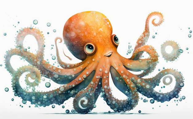 Una ilustración de un pulpo con una cara sonriente generada por ai.