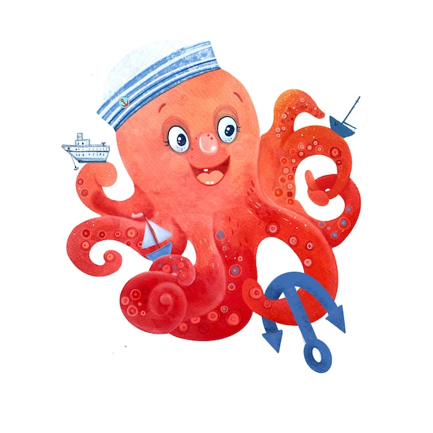 Ilustración de pulpo chico aislado