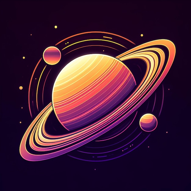 Ilustración púrpura naranja del gradiente de Saturno