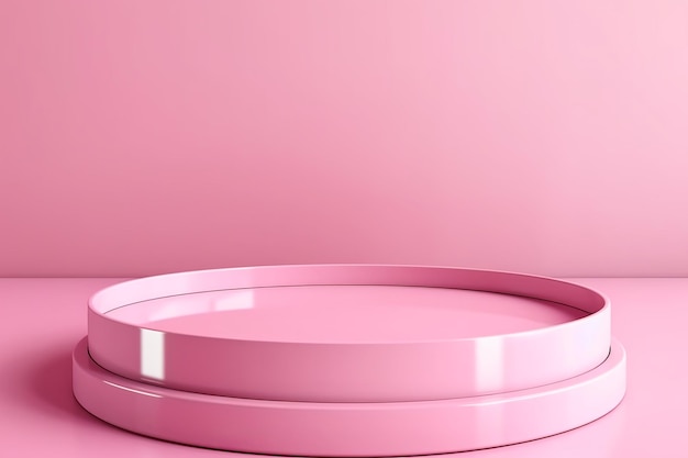 Foto una ilustración que muestra un podio rosa sobre un fondo rosa a juego para la presentación del producto.