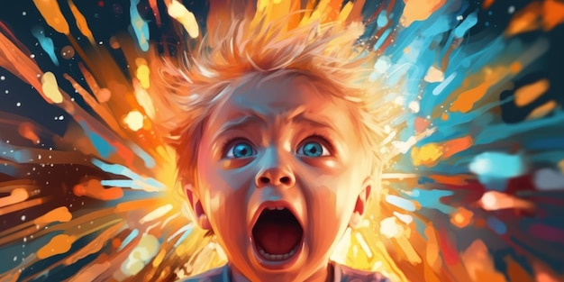 Ilustración que muestra un toque de emociones negativas y enojadas de los niños ai generativo