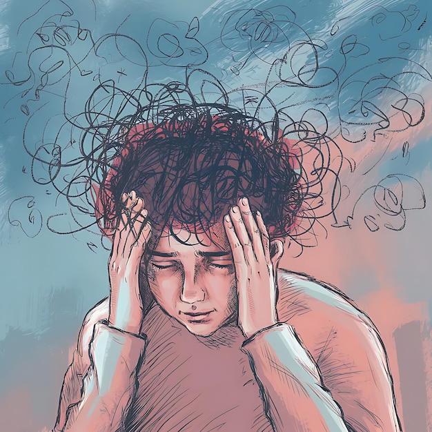 Ilustración que representa el conflicto interno de la ansiedad