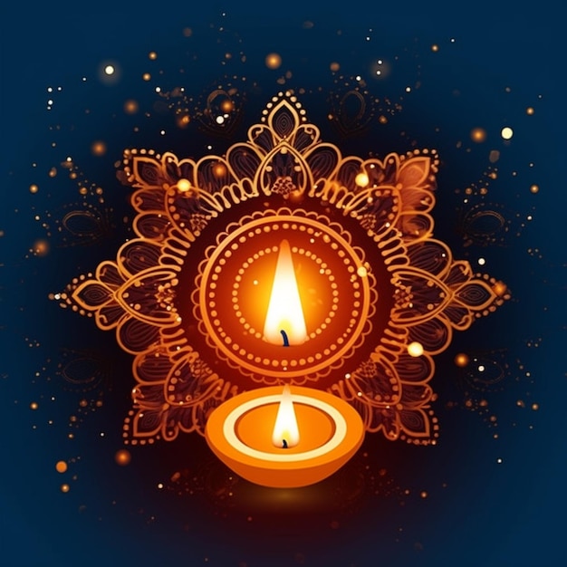 Ilustración de la quema de diya en el feliz Diwali