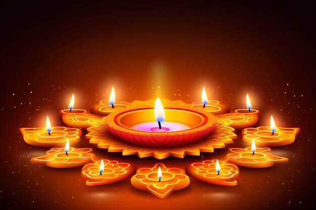 Ilustración de la quema de diya en el feliz Diwali