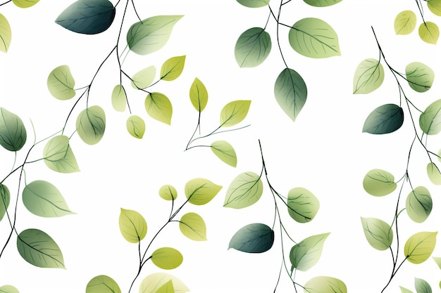 Ilustración de la rama de un árbol con hojas verdes sobre fondo blanco.