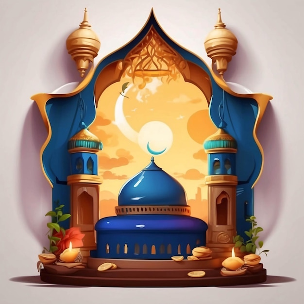 Ilustración de Ramadan Kareem Diseño de banderas para el festival islámico de Eid Ilustración