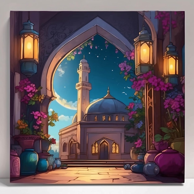 Ilustración de Ramadan Kareem Diseño de banderas para el festival islámico de Eid Ilustración