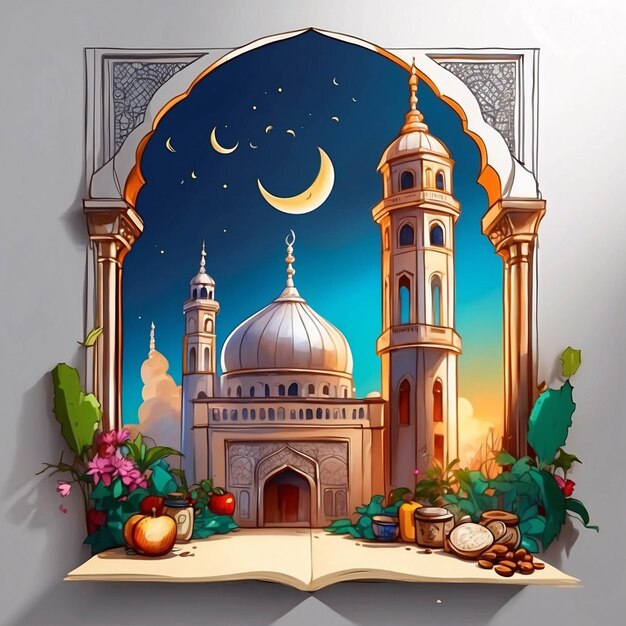 Ilustración de Ramadan Kareem Diseño de banderas para el festival islámico de Eid Ilustración