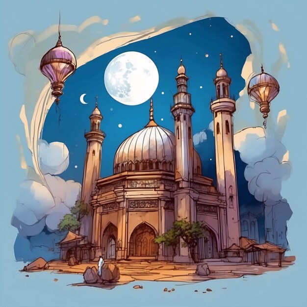 Ilustración de Ramadan Kareem Diseño de banderas para el festival islámico de Eid Ilustración