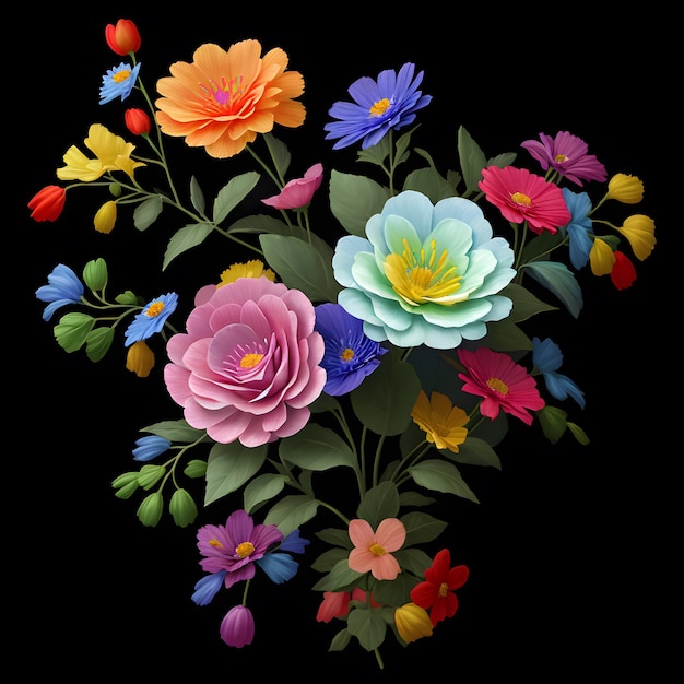 Ilustración de ramo de flores de colores