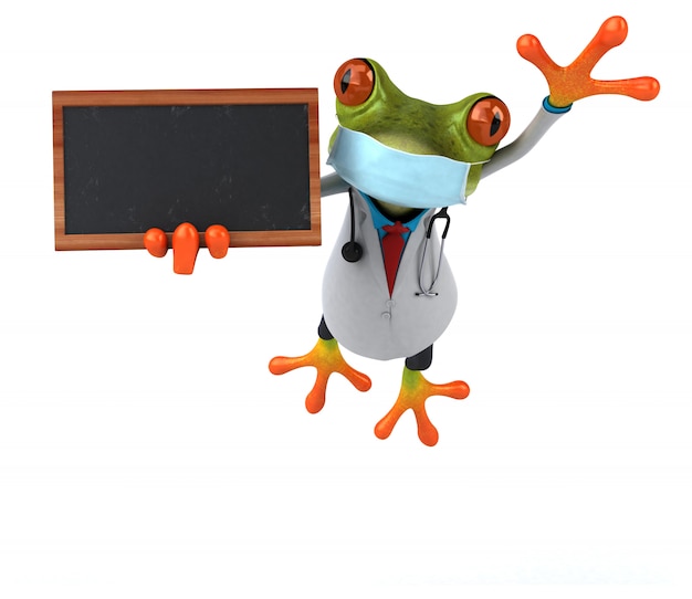 Ilustración de una rana con una máscara