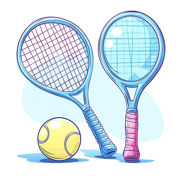 Ilustración de una raqueta de tenis y una pelota de tenis