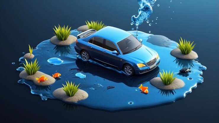 Ilustración realista en 3D con el concepto de contaminación del agua
