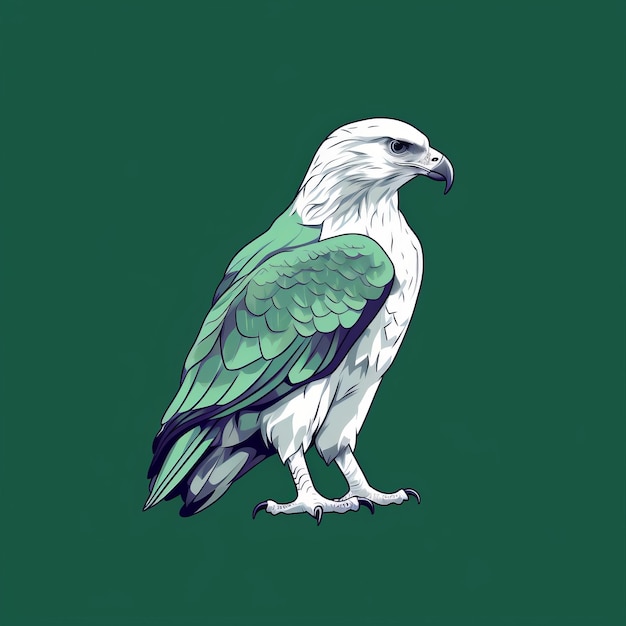 Ilustración realista del águila sobre un fondo verde