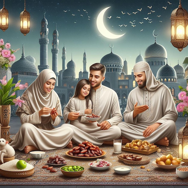 Ilustración realista del día de Eid al-Fitr