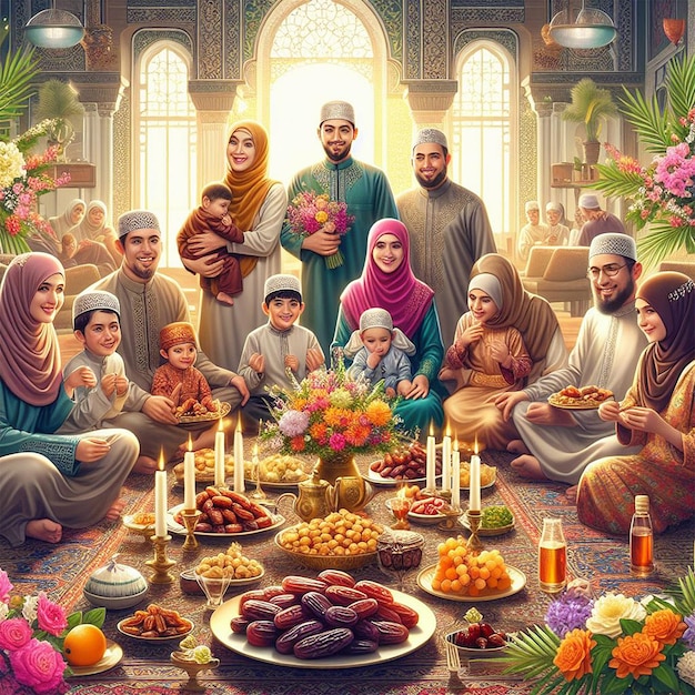 Ilustración realista del día de Eid al-Fitr