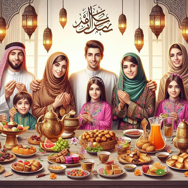 Ilustración realista del día de Eid al-Fitr