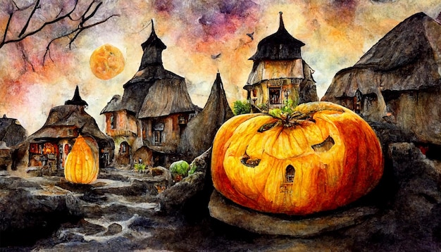 Ilustración realista del festival de Halloween. Imágenes de la noche de Halloween para papel de pared. Ilustración 3D.