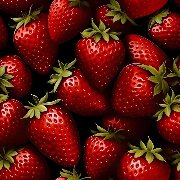 Foto ilustración realista de las fresas con patrón sin costuras