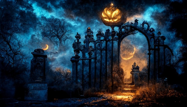 Ilustración realista de Halloween. Imágenes de la noche de Halloween para la ilustración wallpaper.3D.