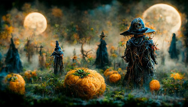 Ilustración realista de Halloween. Imágenes de la noche de Halloween para la ilustración wallpaper.3D.