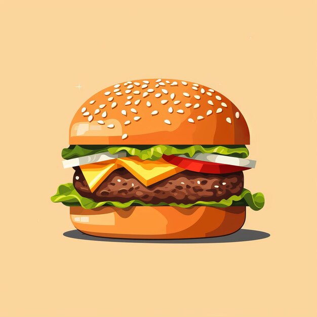 Ilustración realista de la hamburguesa con queso