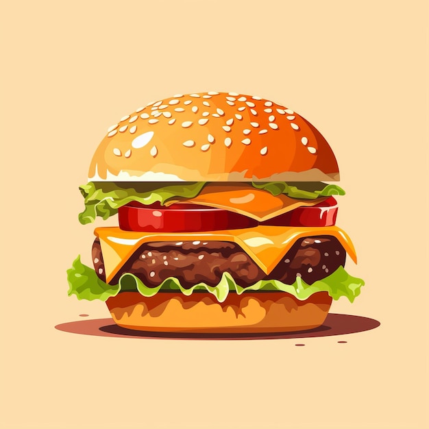 Ilustración realista de la hamburguesa con queso