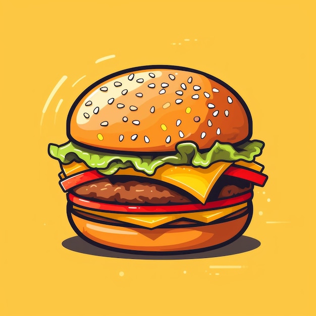 Ilustración realista de la hamburguesa con queso