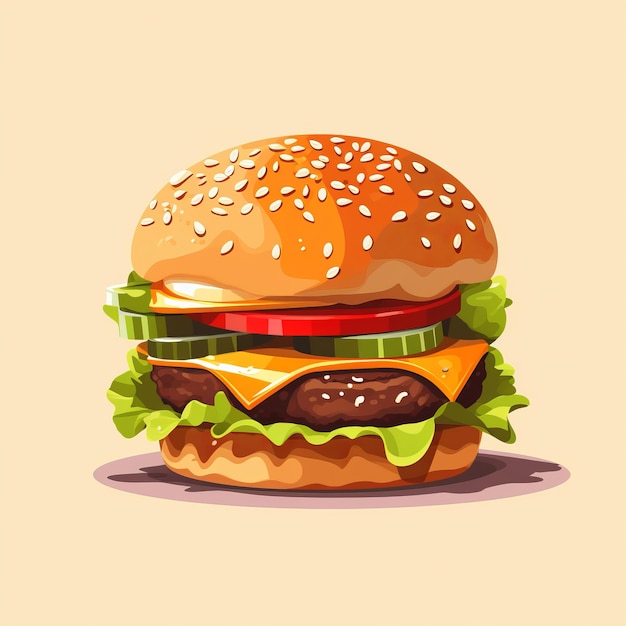 Ilustración realista de la hamburguesa con queso