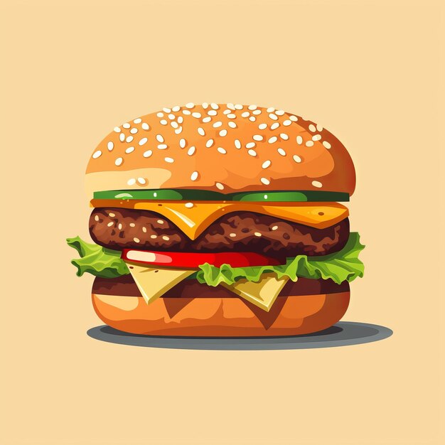 Ilustración realista de la hamburguesa con queso
