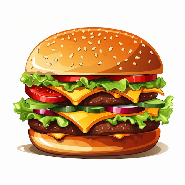 Ilustración realista de la hamburguesa con queso