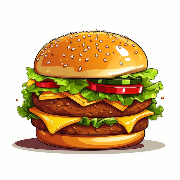 Ilustración realista de la hamburguesa con queso