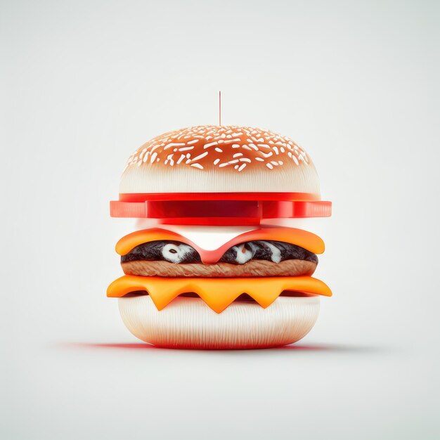 Foto ilustración realista del icono de la hamburguesa en 3d