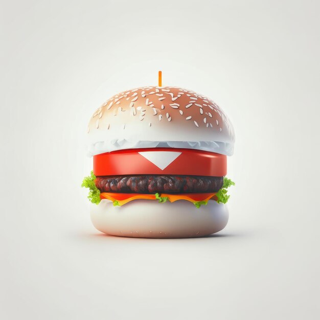 Foto ilustración realista del icono de la hamburguesa en 3d