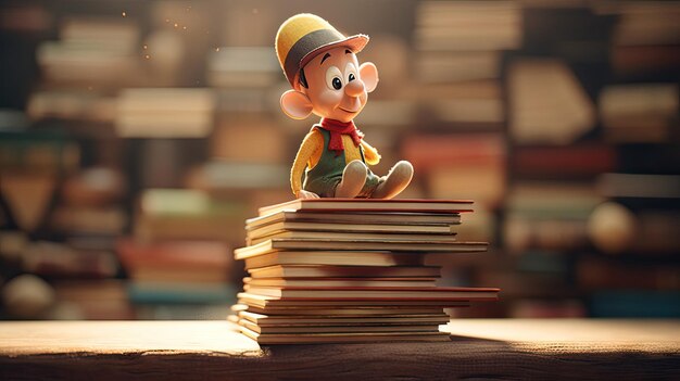 Ilustración realista de la muñeca Pinocchio en 3D