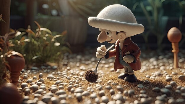 Ilustración realista de la muñeca Pinocchio en 3D