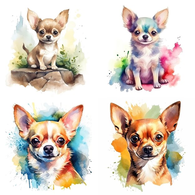 Ilustración realista de perros en acuarela dibujos divertidos de perros arte de plantillas para carteles y otros