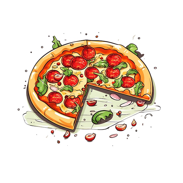 Ilustración de rebanadas de pizza en fondo blanco