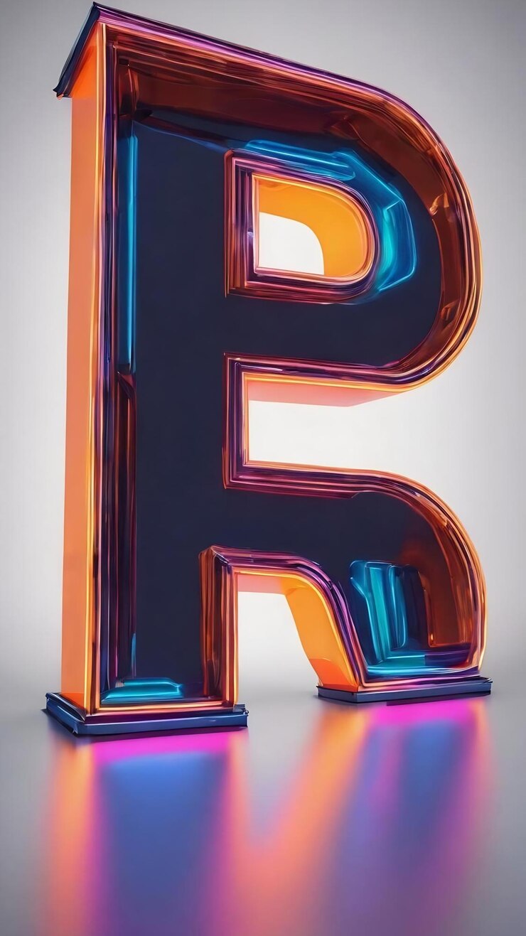 Foto ilustración de reflejo aislado de neón de la letra i ilustración 3d de renderización 3d