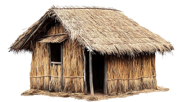 Ilustración de un refugio rural rústico tradicional de cabaña de paja