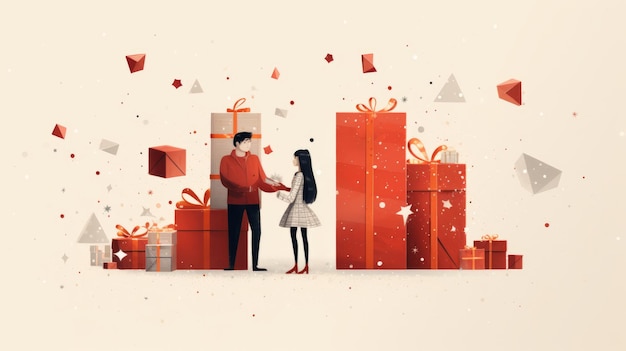 Ilustración de regalos de Navidad en un estilo minimalista Navidad Cuento de hadas navideño