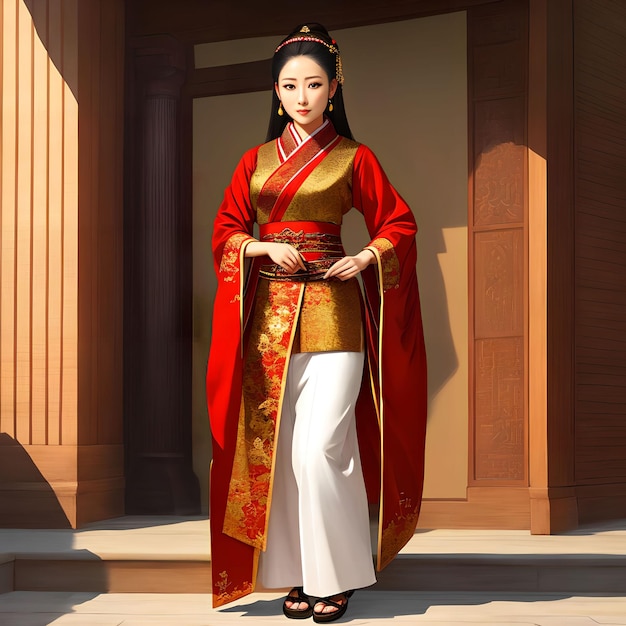 Ilustración de la reina asiática en el arte generativo de la edad antigua por AI