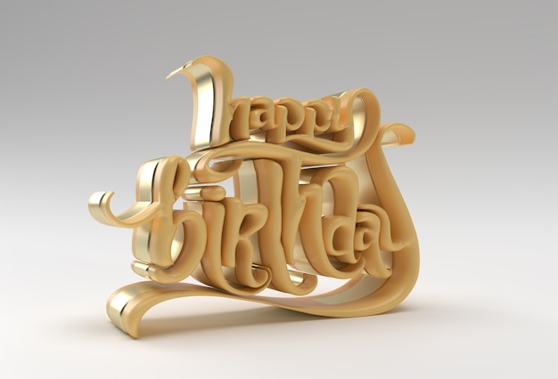 Ilustración de render 3D de un cartel de volante de celebración de feliz cumpleaños. Diseño de Ilustración 3D.