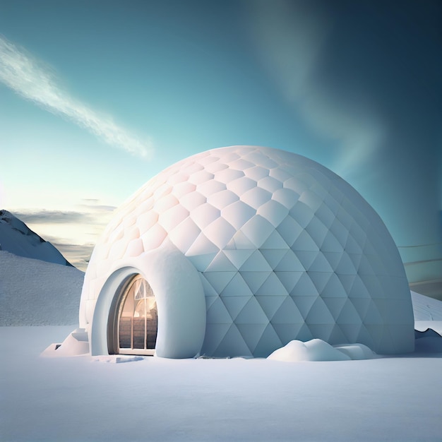 Foto ilustración de render 3d de casa esquimal iglú