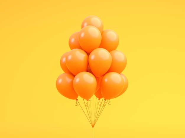 Foto ilustración de render 3d de globos naranjas