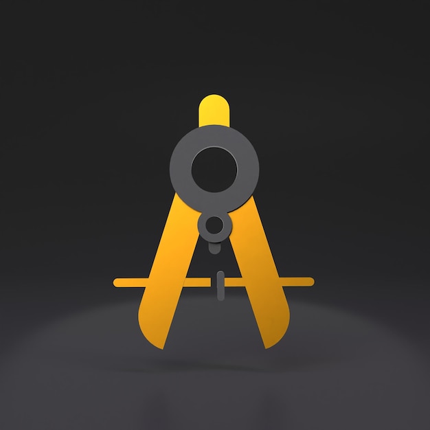 Foto ilustración de render 3d de icono de brújula dorada